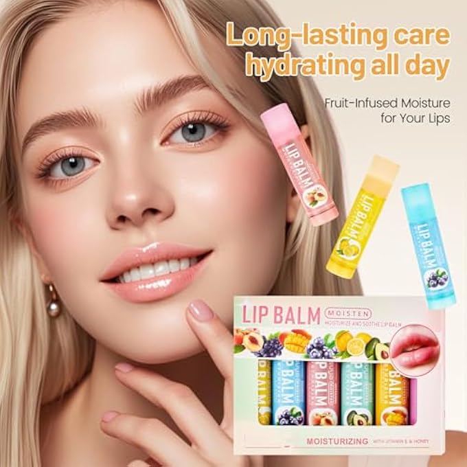 SWIUKPHE FRUIT FLAVORED NATURAL LIP BALM SET LONG LASTING ANTI-CHAPPING MOISTURIZERS FOR WINTER LIP CARE FOR DRY CRACKED LIPS 6 PACK - Image 4